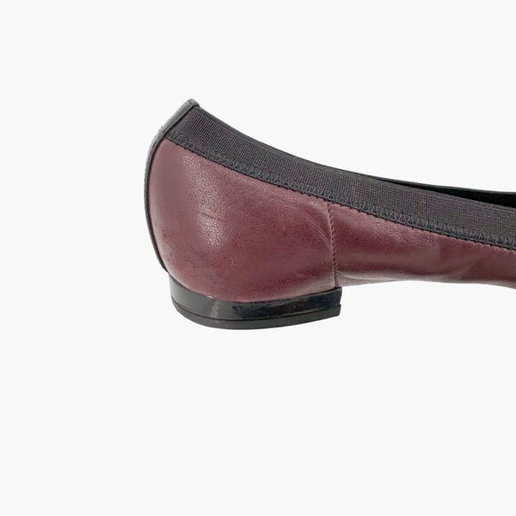 Chanel CC Ruffle Cap Toe Ballet Flats EU 37 US 6-6.5 Brown Burgundy Leather - Picture 15 of 15